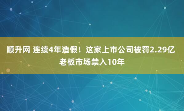 顺升网 连续4年造假！这家上市公司被罚2.29亿 老板市场禁入10年