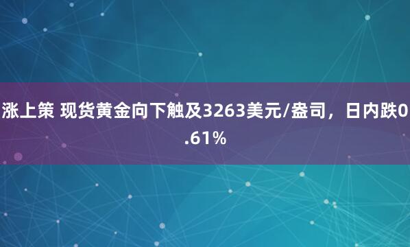 涨上策 现货黄金向下触及3263美元/盎司，日内跌0.61%