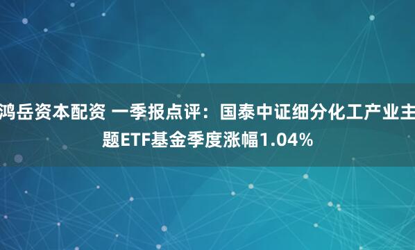 鸿岳资本配资 一季报点评：国泰中证细分化工产业主题ETF基金季度涨幅1.04%